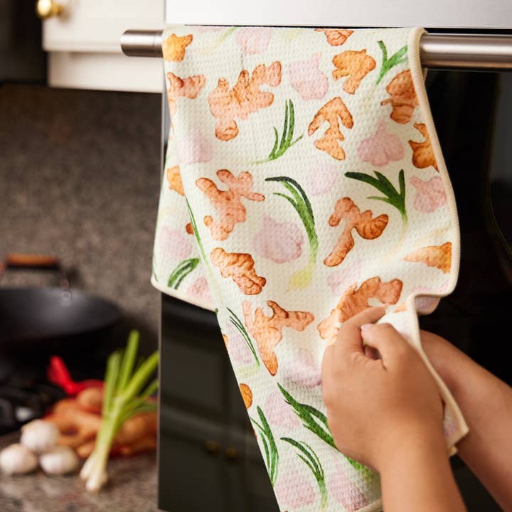Menmin Made - Wholesale Tea Towel - Ginger Garlic Scallion Waffle Weave Kitchen Towel1