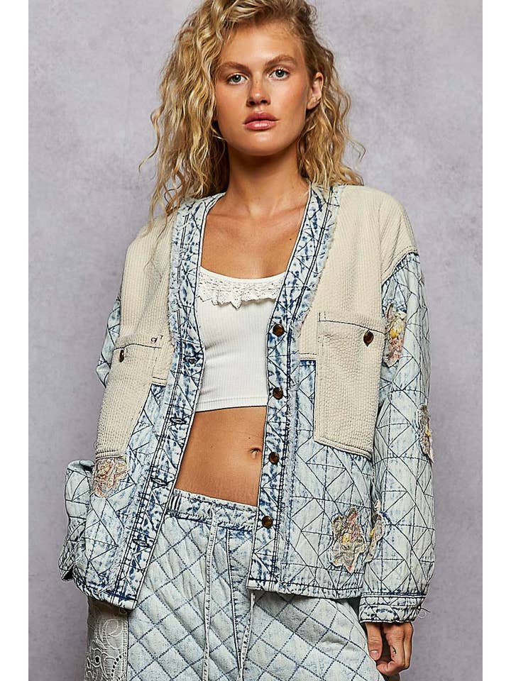Pol Clothing - Wholesale Jacket - Women's - Long sleeve quilted twill big pocket woven jacket10
