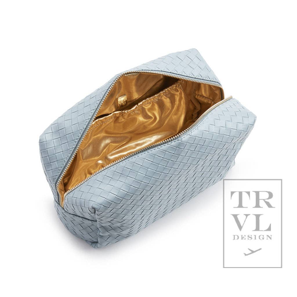 TRVL Design - Wholesale Makeup/Cosmetic Bag - Luxe Everyday Cosmetic Bag - Woven Bleu2