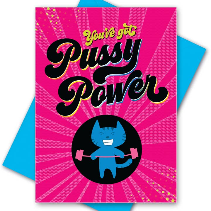 Pussy Power Lesbian Greeting Card (Girl, Gay, LGBTQ) for wholesale by Peachy Kings / Kweer Cards