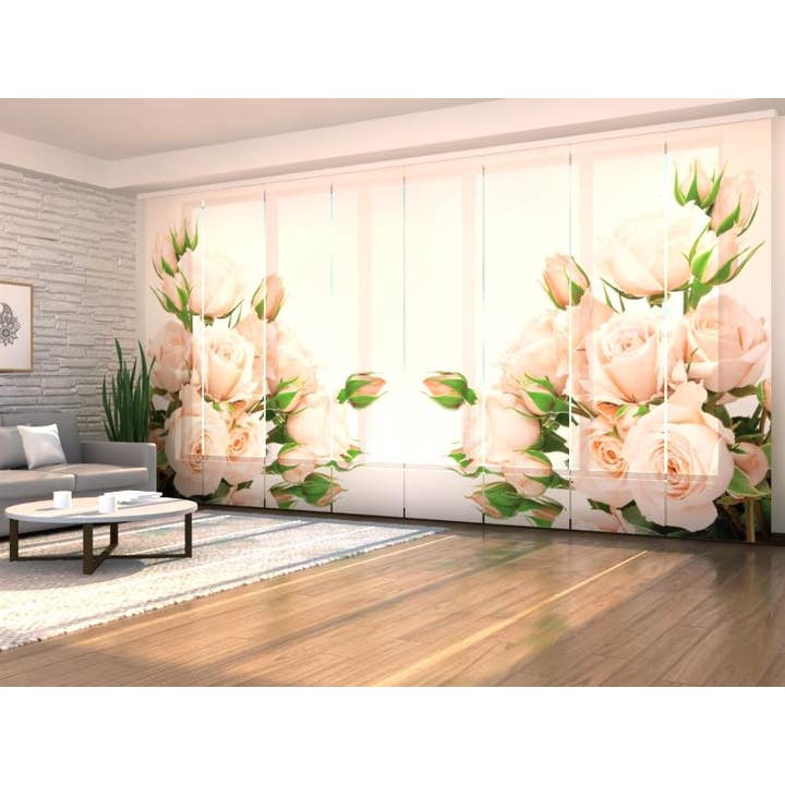 Set of 8 Cream Rose Panel Curtains for wholesale by IlyDecor
