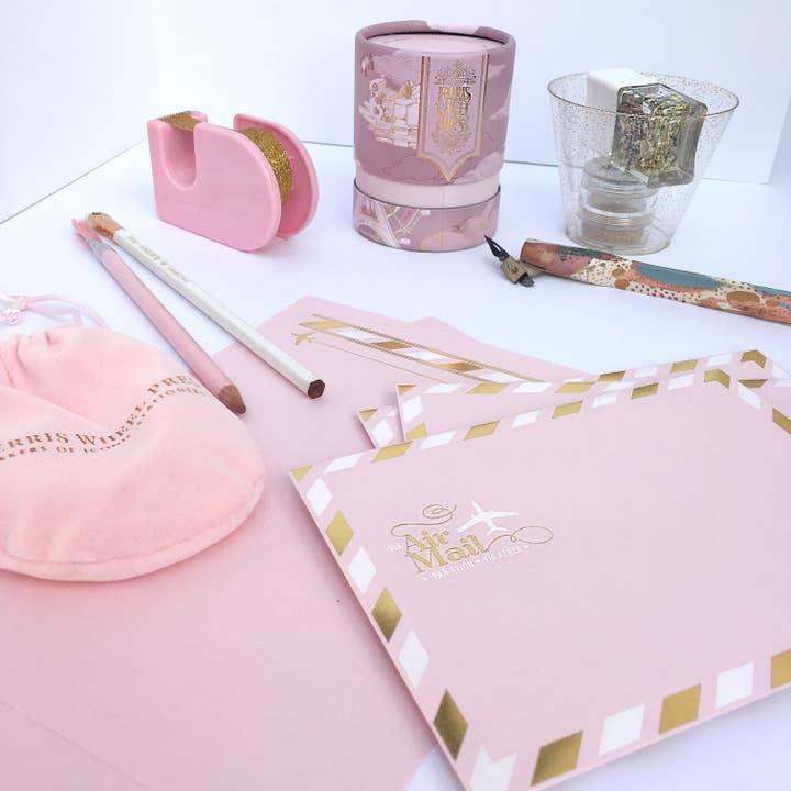 LA PAPER LOVER - Wholesale Envelopes - Airmail Pink Gold and White Envelopes Set5
