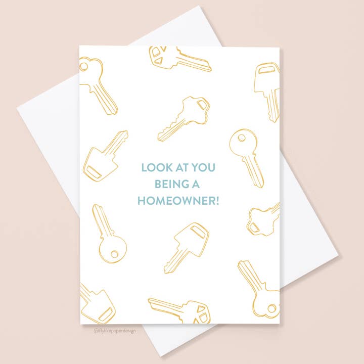 Homeowner Keys Card for wholesale by Fly Like Paper Design
