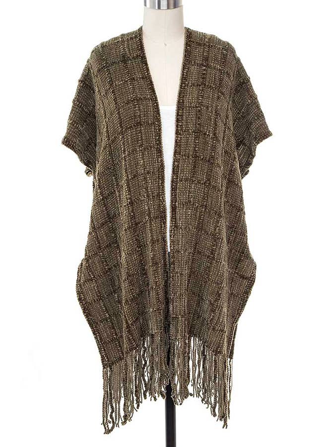 Chenille Fringe Cardigan for wholesale by Artini Accessories