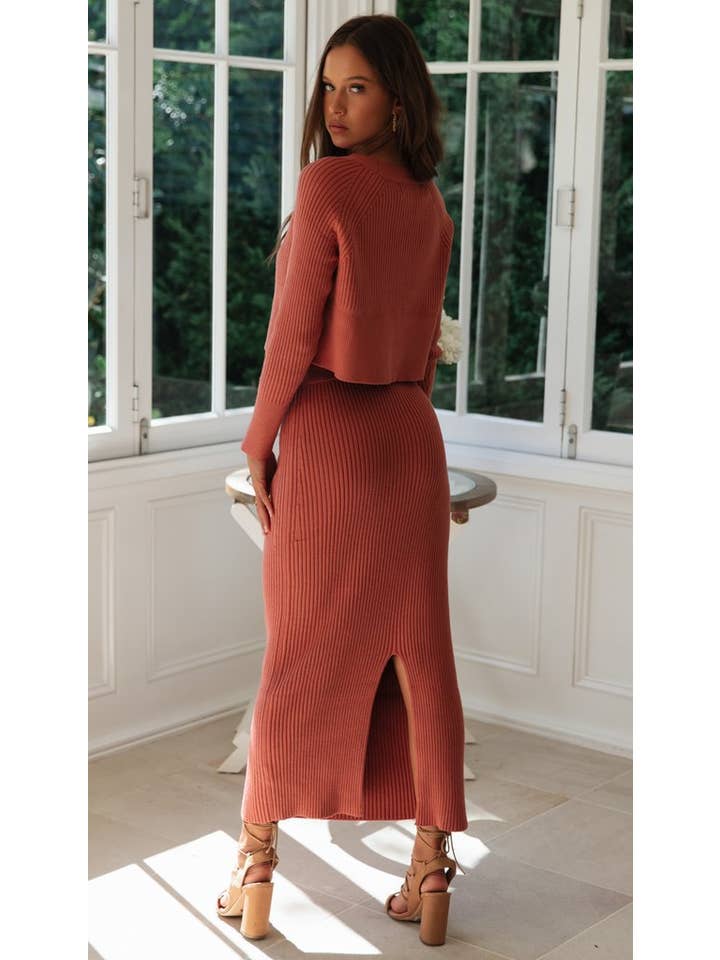 Sweetkama - Wholesale Top & Skirt Set - Women's - Solid Color Top & Skirt 2PCS Kintted Set Sweater Set HL73008