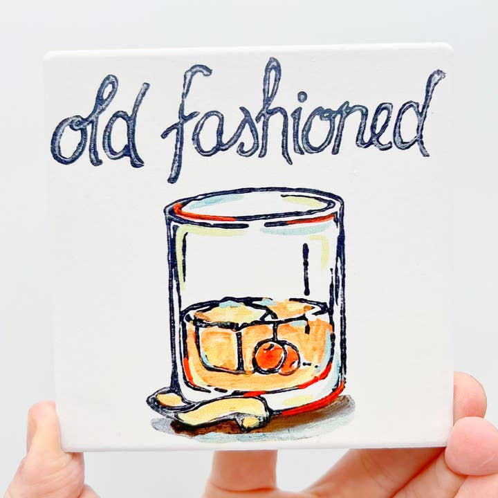Old Fashioned Coaster - Cocktail Fun Absorbent Stone Decor for wholesale by Home Malone