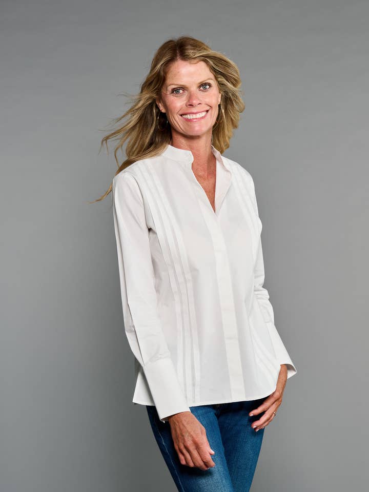The Annie Shirt in Crisp White for wholesale by Claridge + King
