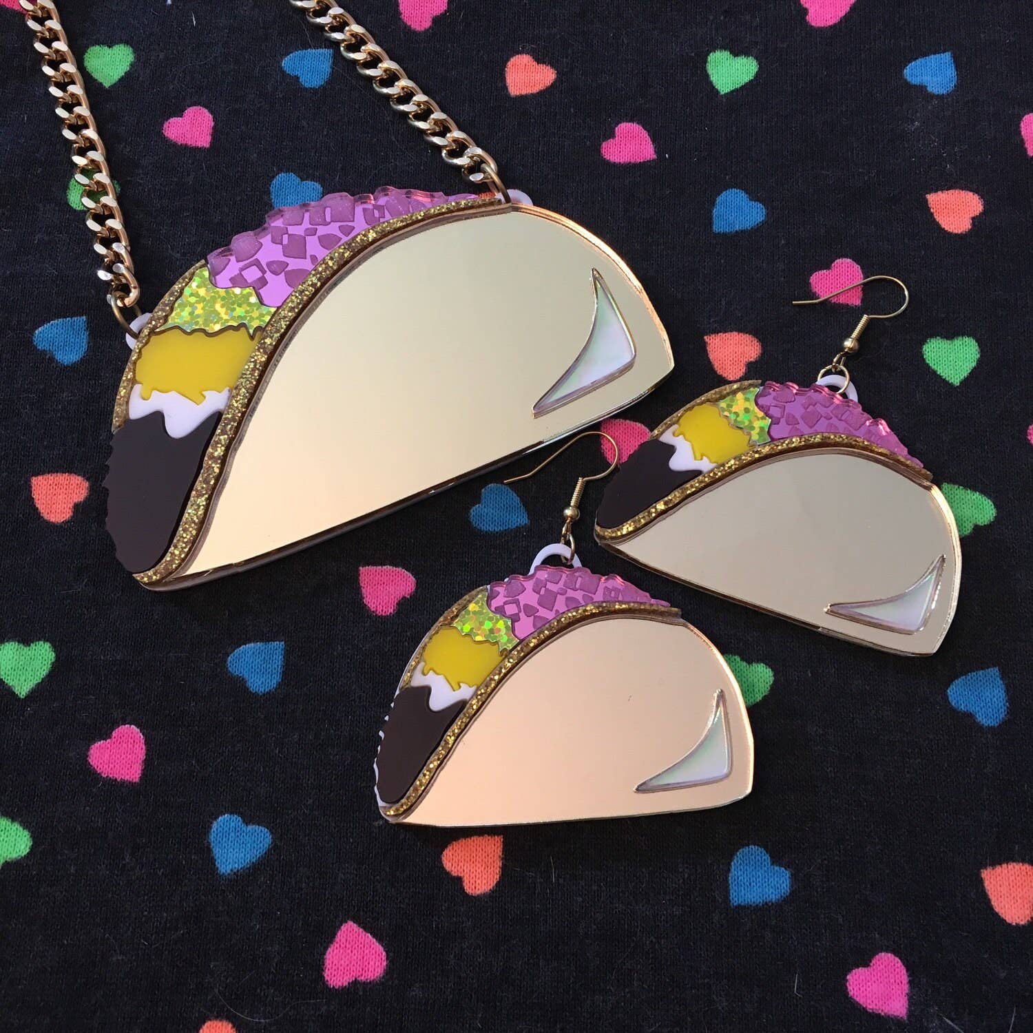 I'm Your Present - Vendita all'ingrosso Orecchini pendenti - Orecchini alimentari grandi Taco, acrilico tagliato al laser, gioielli in plastica3