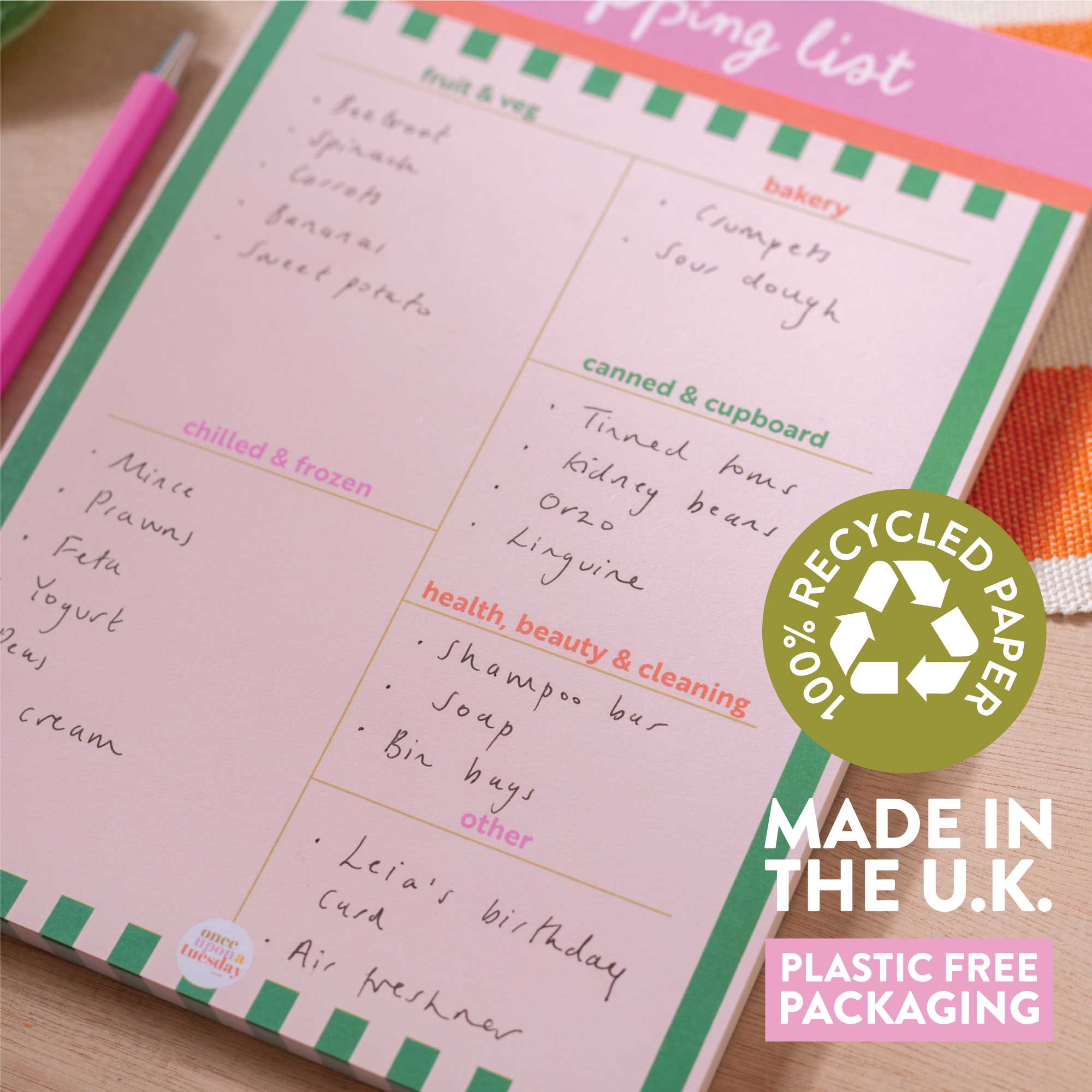 Good Tuesday (Once Upon a Tuesday) - Wholesale Kladblok - Wekelijks boodschappenlijstje Pad A5 | Cabana Stripe3