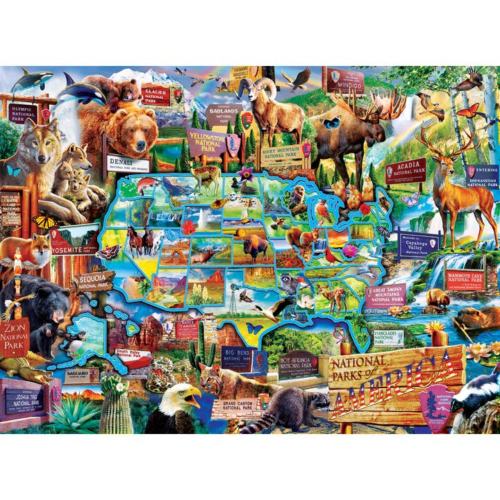 Masterpieces Puzzles - Wholesale Puzzle - Kids - USA Map of the National Parks - 100 Piece Puzzle
