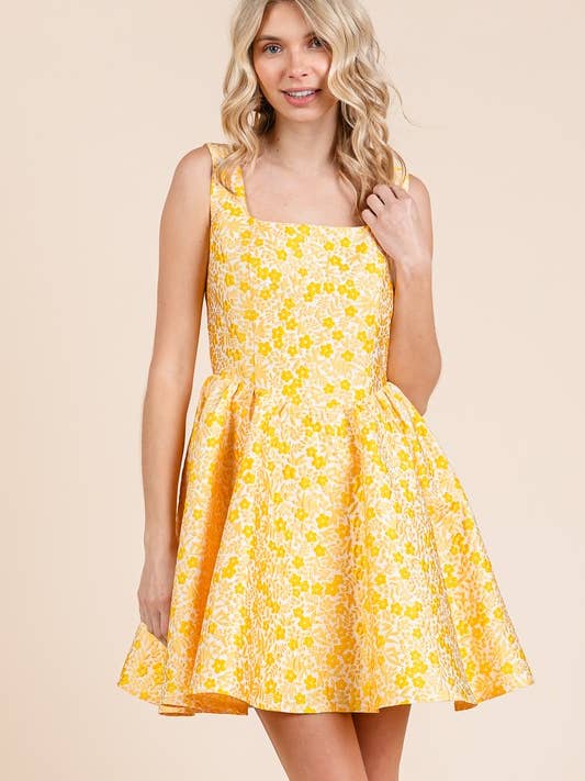 Floral Jacquard Mini Jurk, MD51603. voor wholesale door GeeGee x Lovelo