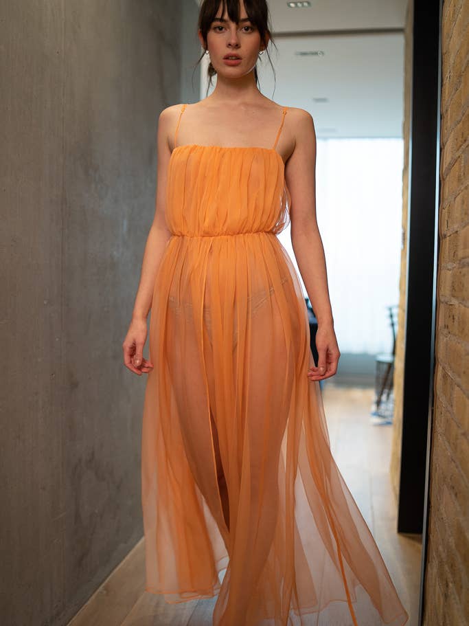 Julie Nightgown Long | Orange for wholesale by La Nuit Edun