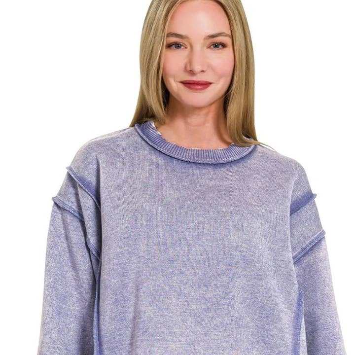 Zenana Acid Wash Exposed-seam Fleece Sweatshirt and other Purchase Wholesale pullover sweatshirt exposed seam. Free Returns & Net 60 Terms on Faire trending on Faire.
