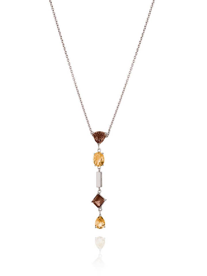 Labozia Silver Pendant With Smoky Quartz and Citrine for wholesale by Manja