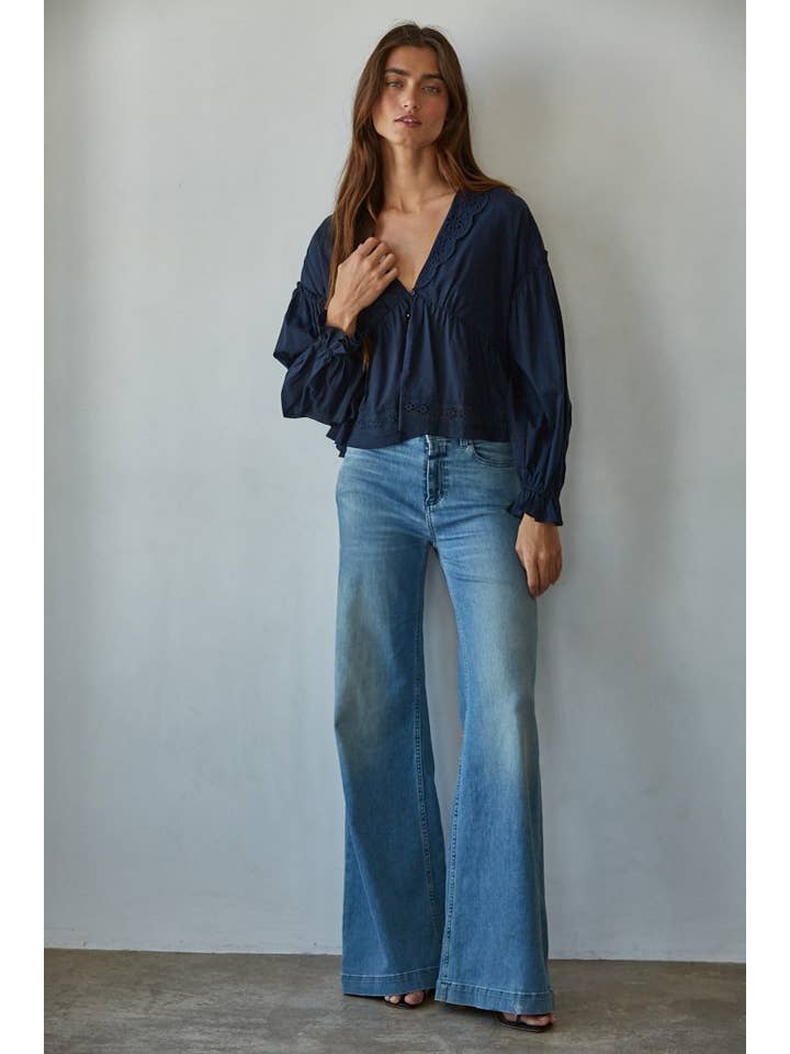 By Together - Wholesale Blouse - Women's - L8784 | Woven Lyocell Cotton Eyelet Collar Blouse Top4