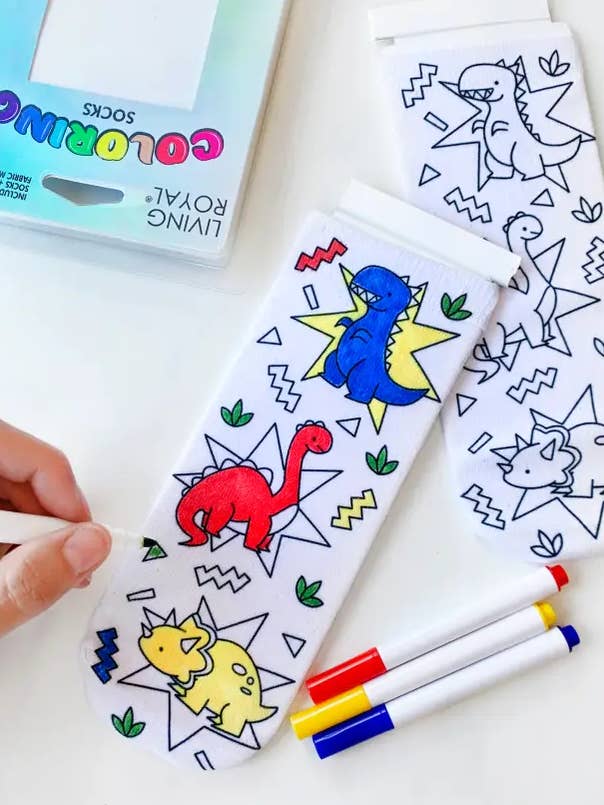 Living Royal - Vente Chaussettes – enfant - Chaussettes à la cheville - Kit de coloriage à faire soi-même - Papillons fantaisistes2