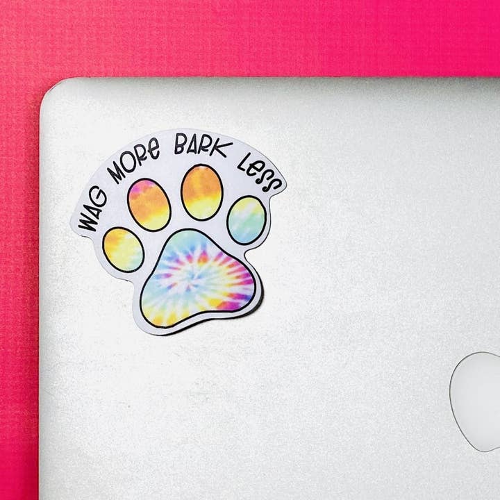 The Dapper Paw - Wholesale Sticker - *SALE* Wag More Bark Less Die Cut Sticker