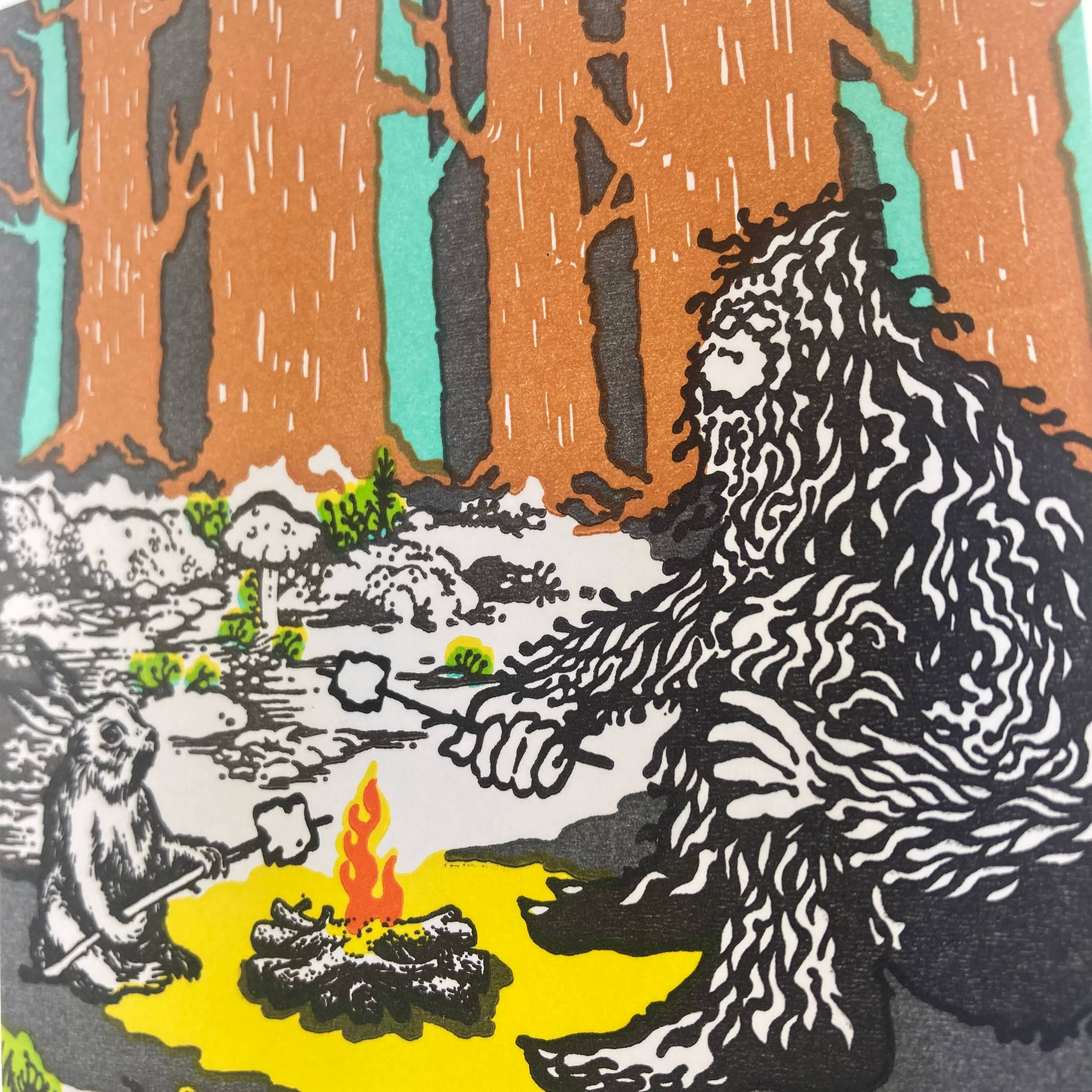 Old School Stationers - Vente Carte de vœux classique - Des amis rôtissent des guimauves.3