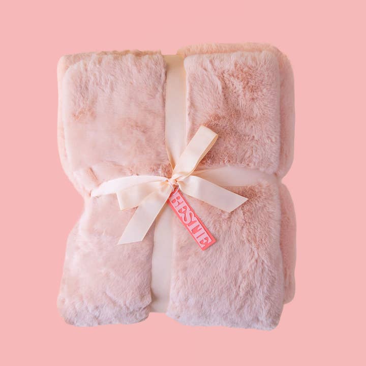 Bestie Blanket | Blush | Faux Fur for wholesale by Sunshine Studios