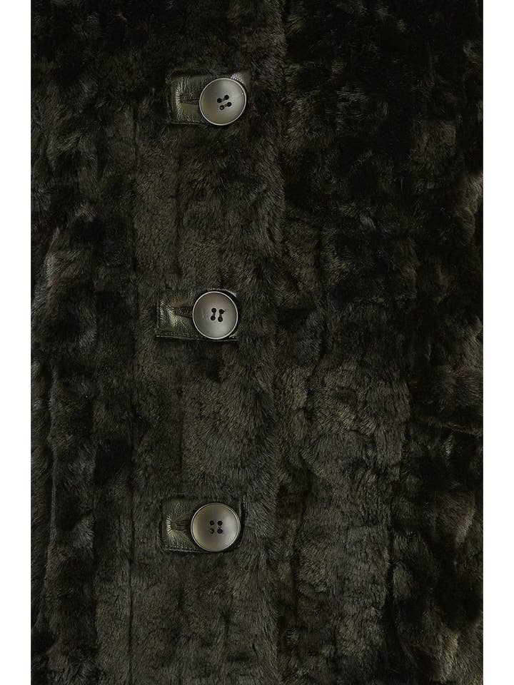 Yumi Black Luxe Textured Faux Fur Jacket With Pockets for wholesale on Faire5