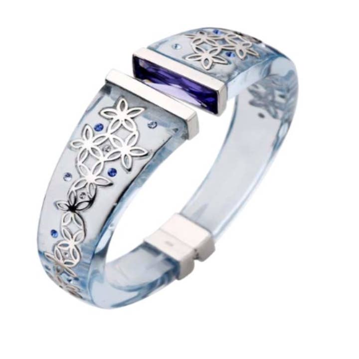 Bracelete de punho de dobradiça com flores por atacado de Gold & Honey