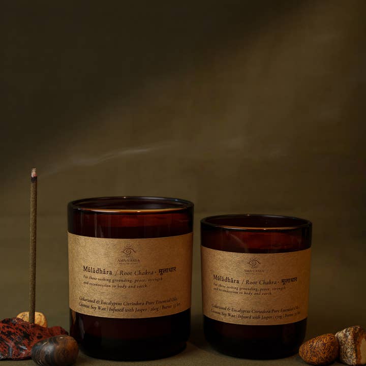 Amavasya Healing Store - Wholesale Jar/filled candle - Root Chakra - Pure Essential Oil Meditation Candles1