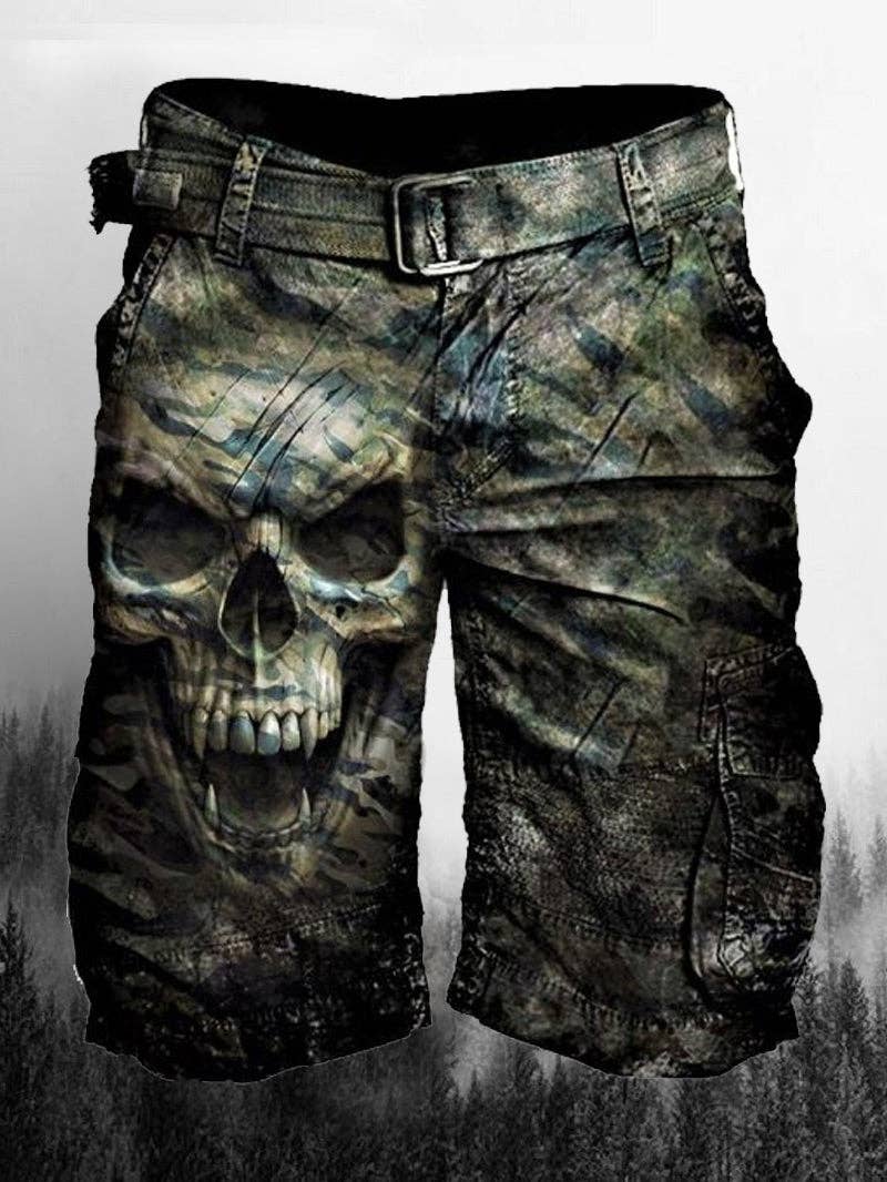 As Photo Men's Skull Printed Tactical Cargo Shorts for wholesale on Faire