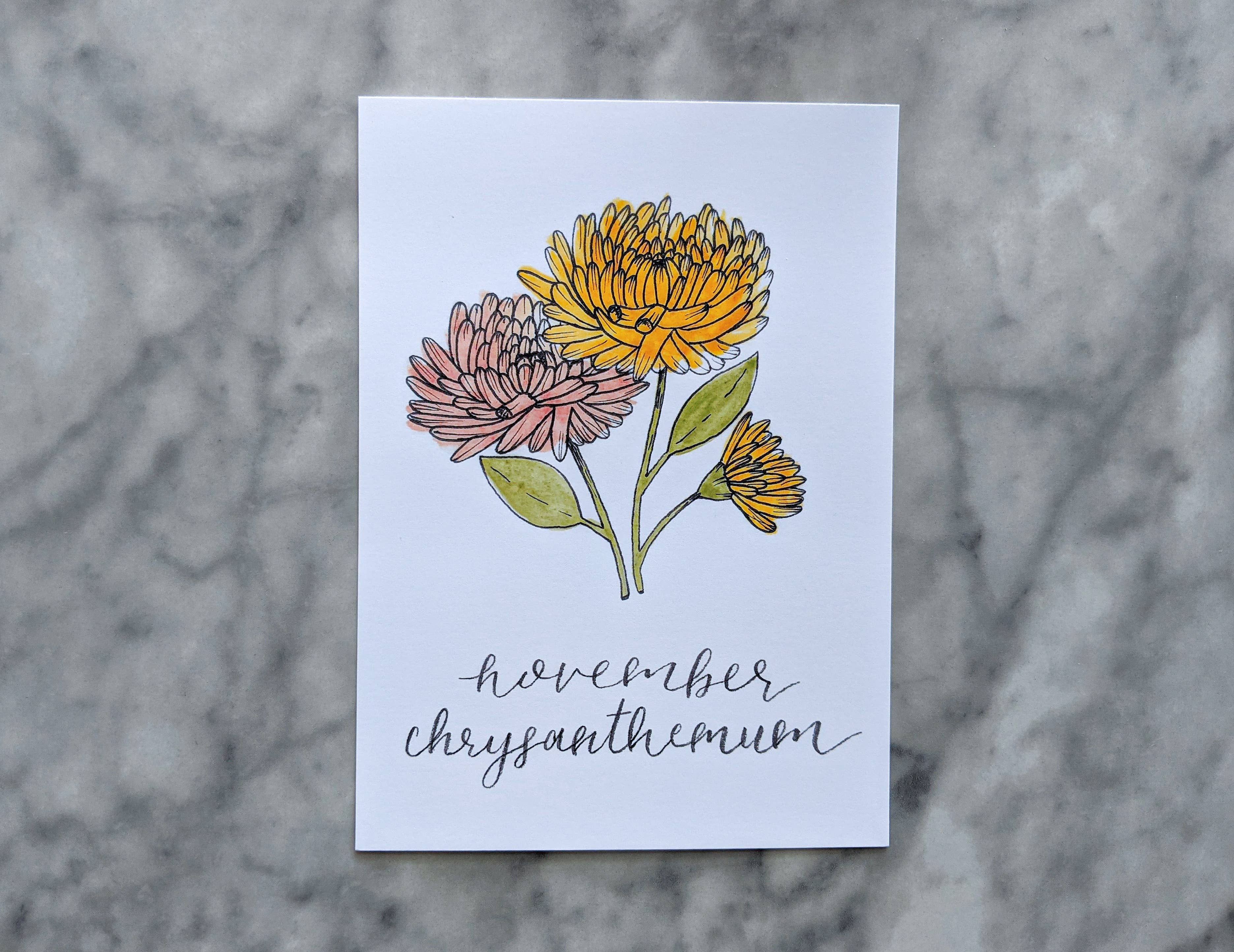 Kallos Ink - Wholesale Art Print - Birth Month Flower Print: November, the Chrysanthemum6