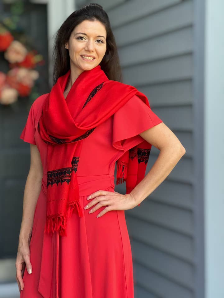 Ruby Red Embroidered Wrap for wholesale by Rayz Intl