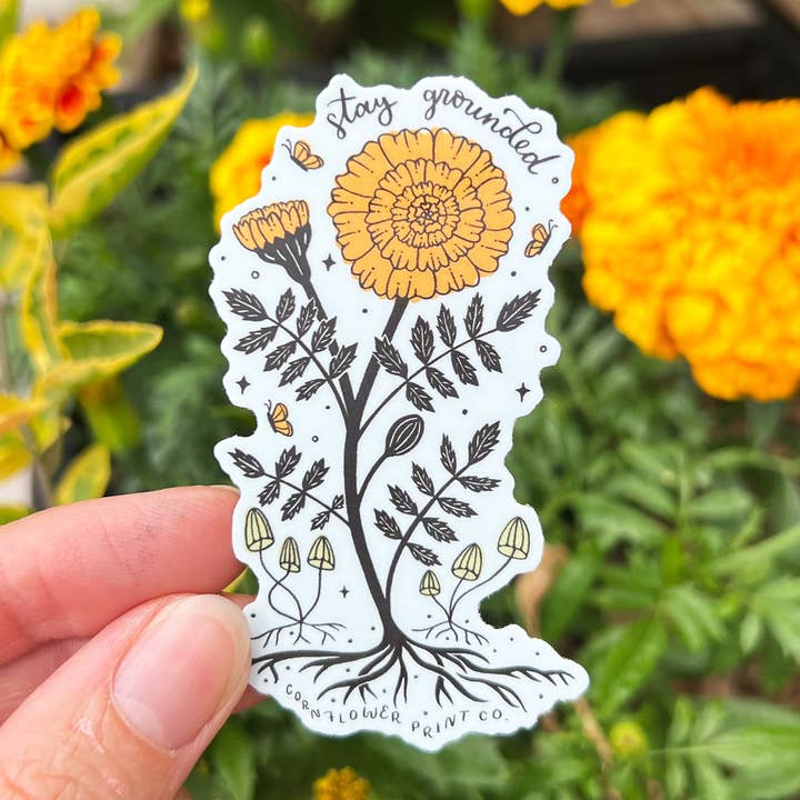 Cornflower Print Co. - Wholesale Sticker - Vinyl Sticker | October Birth Flower | Marigold