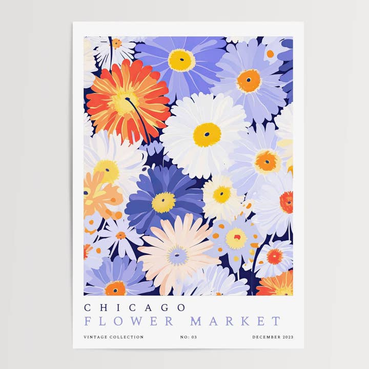 Affiche du marché aux fleurs de Chicago pour la vente par Enchanted Sights