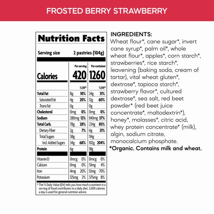 Frosted Berry Strawberry Toaster Pastries for wholesale by Nature's Path