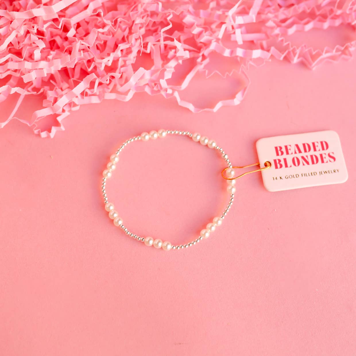 Beaded Blondes - Wholesale Beaded Bracelet - ILY Pearl Bracelet in Silver0