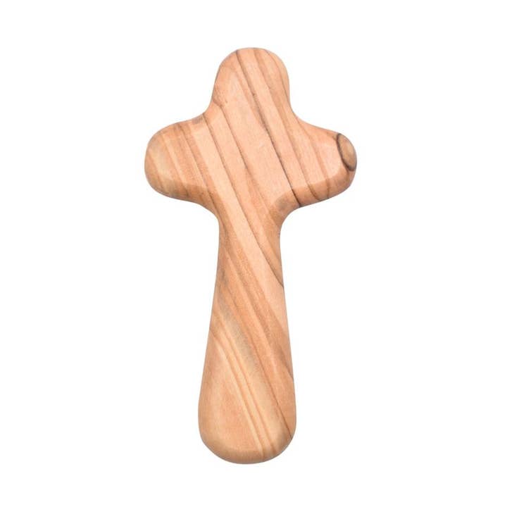 Hand-held Cross, Olive Wood, 5 x 9.5 x 1cm for wholesale by Shared Earth