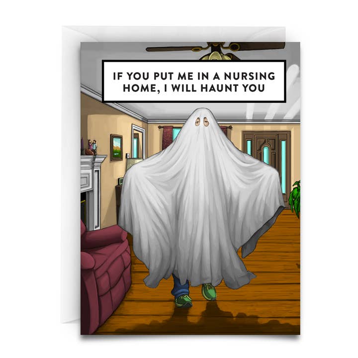 SI VOUS ME METTEZ DANS UNE MAISON DE RETRAITE, JE VOUS HANTERAI - Carte A2 pour la vente par Virgins On Fire Candle Co.