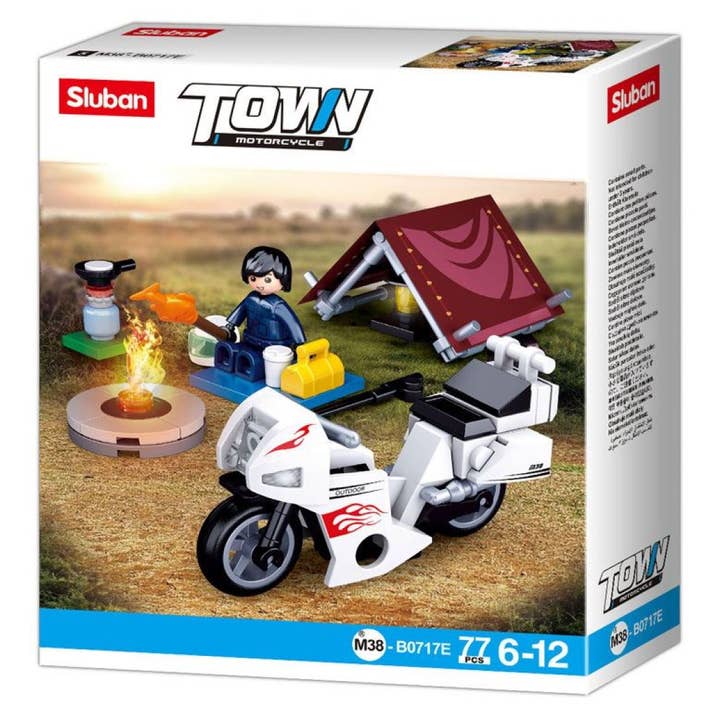 Camping Motorcykel Bygning Brick Kit (77 stk) for engroshandel hos Texas Toy Distribution