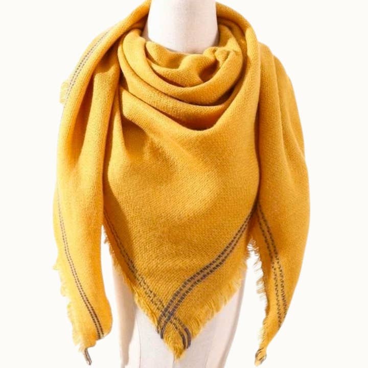 Olive & Pique - Wholesale Scarf - Unisex - Solid Blanket Scarf, 52" x 52" Square, Mustard