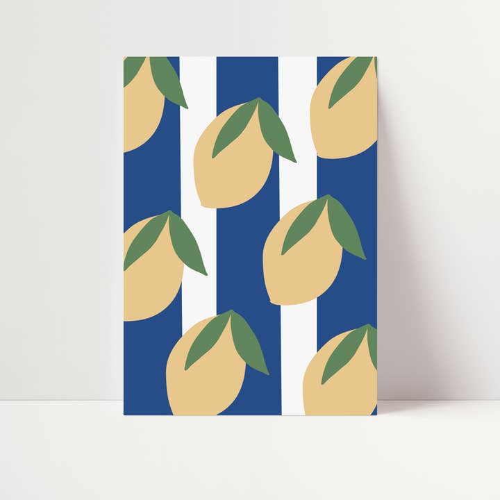 Lemon & Stripes Print for wholesale by Mia Rose Studio