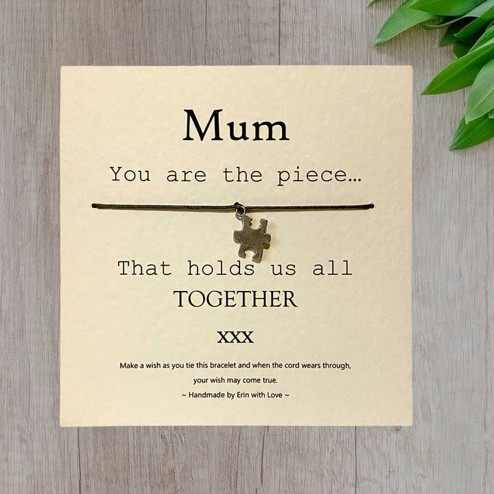 Mamma, tu sei il pezzo... Bracciale dei desideri e biglietto con messaggi per la vendita all'ingrosso da parte di By Erin Cards and Gifts Ltd