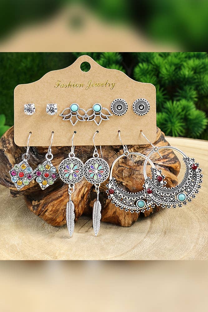 UNISHE - Wholesale Dangle Earrings - Copy Boho Turquoise Alloy Earrings Set HH0600