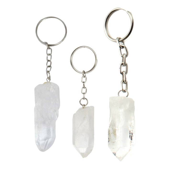 Keychain - Raw Clear Quartz Point for wholesale by Earths Elements Wholesale