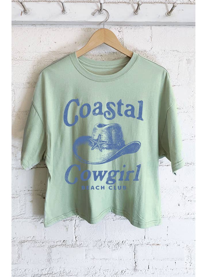 Rustee Clothing - Wholesale Screen Printed T-Shirt - Women's - COASTAL COWGIRL GRAPHIC LONG CROP TOP
