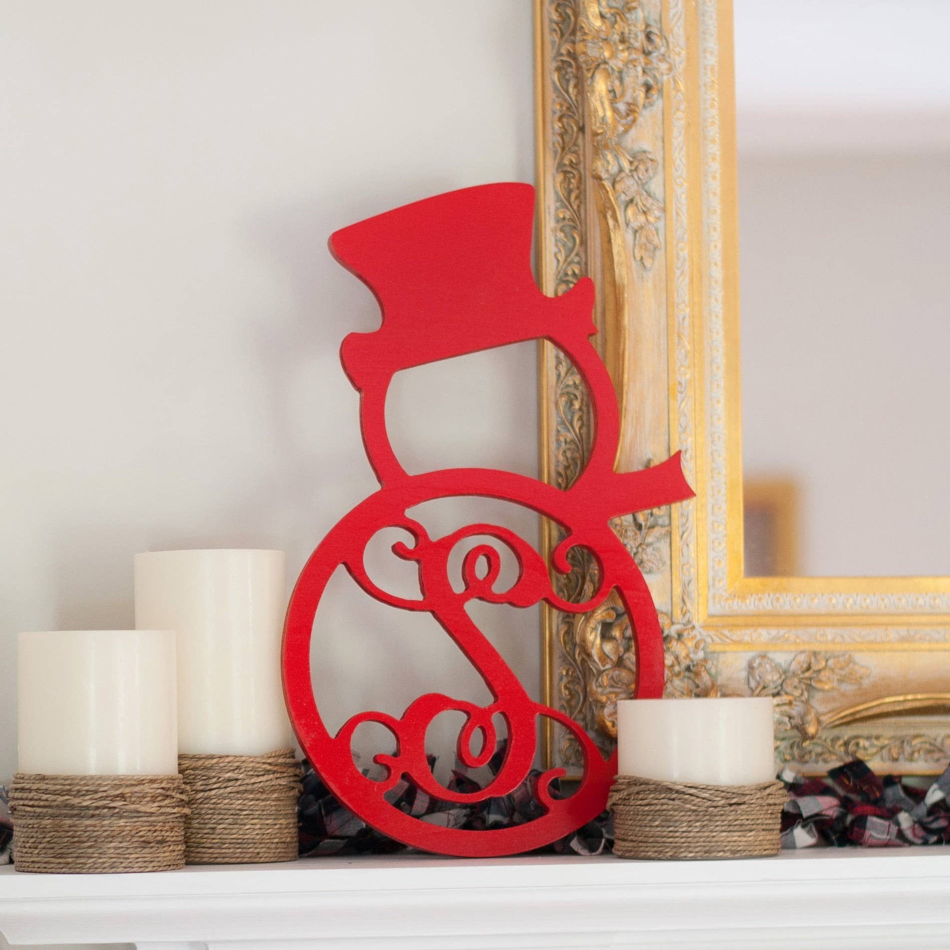 Wholesale Boutique - Wholesale Wall Sign - Snowman Wood Monogram - Single Initial2