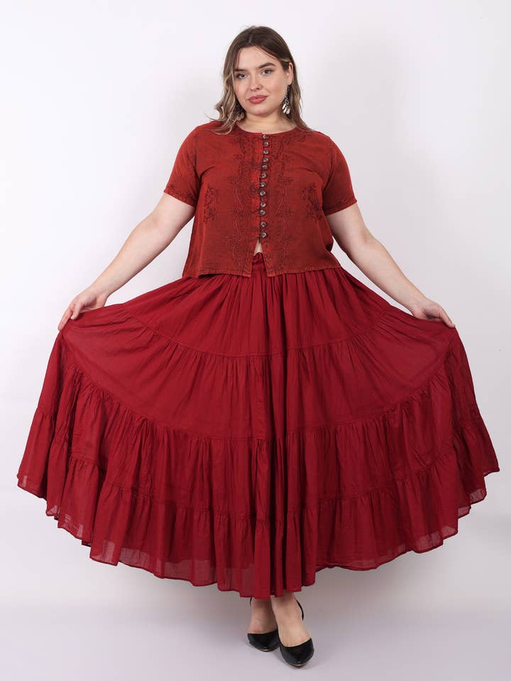Wevez - Wholesale Skirt - Women's - Women's 8 Yard Solid Belly Cotton Fabric Casual long Skirts14