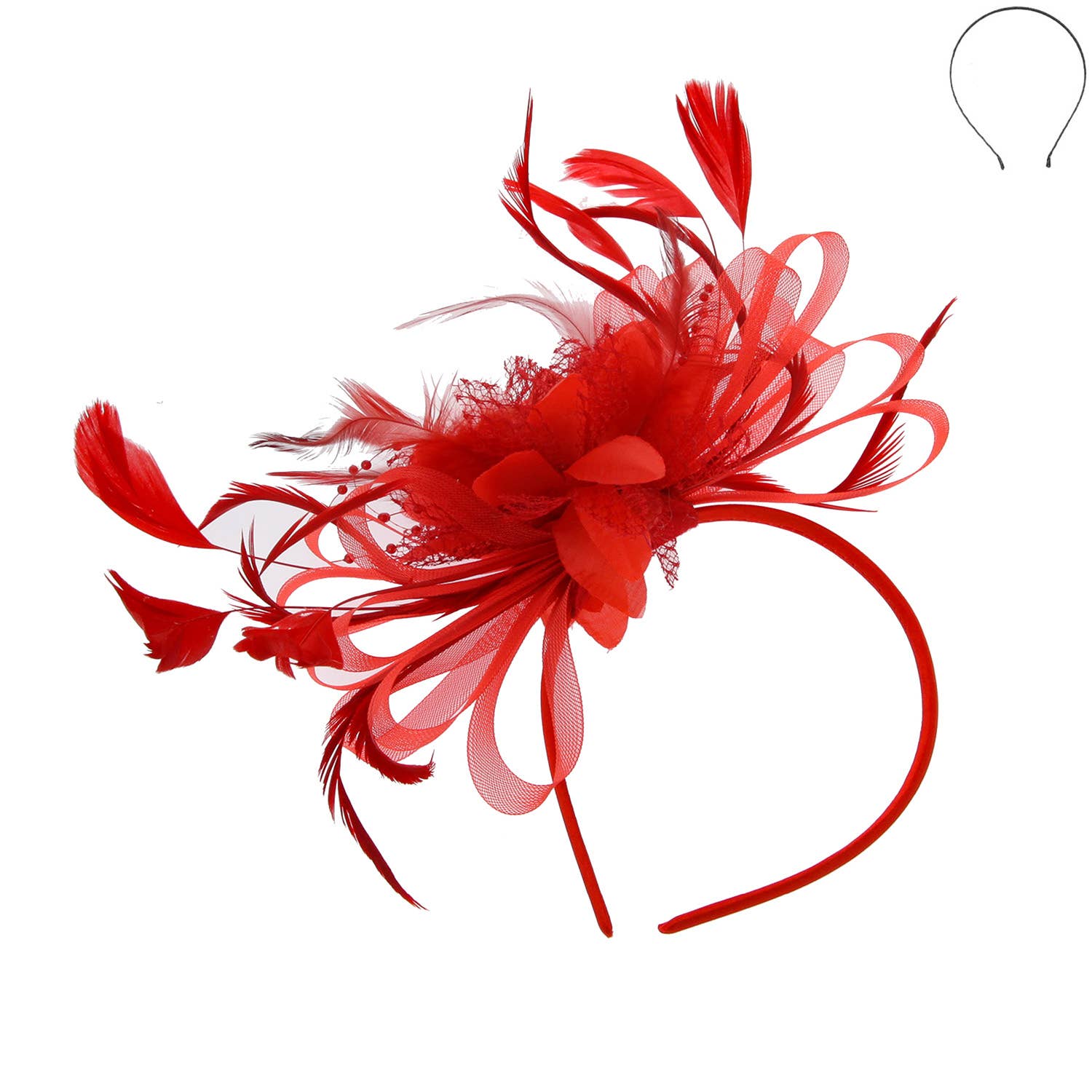 SP Sophia Collection - Wholesale Fascinator Hat - Women's - Floral Fascinator Headband w/ Side Loops & Feathers12