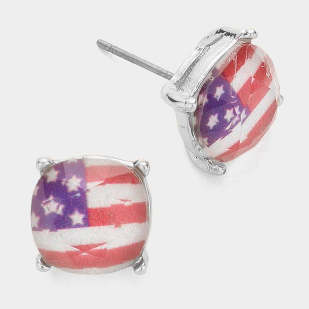 Sensibling Corp. - Wholesale Stud/Post Earrings - American USA Flag Stud Earrings0
