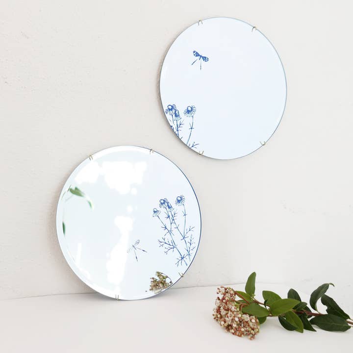 Decorative mirror Matricaria Chamomilla M, hand-painted for wholesale by BiCA-Good Morning Design
