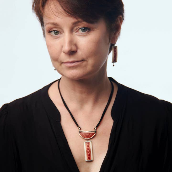 Mambu Design - Vente Boucles d'oreilles pendantes - Boucles d'oreilles en coquille d'autruche faite à la main2