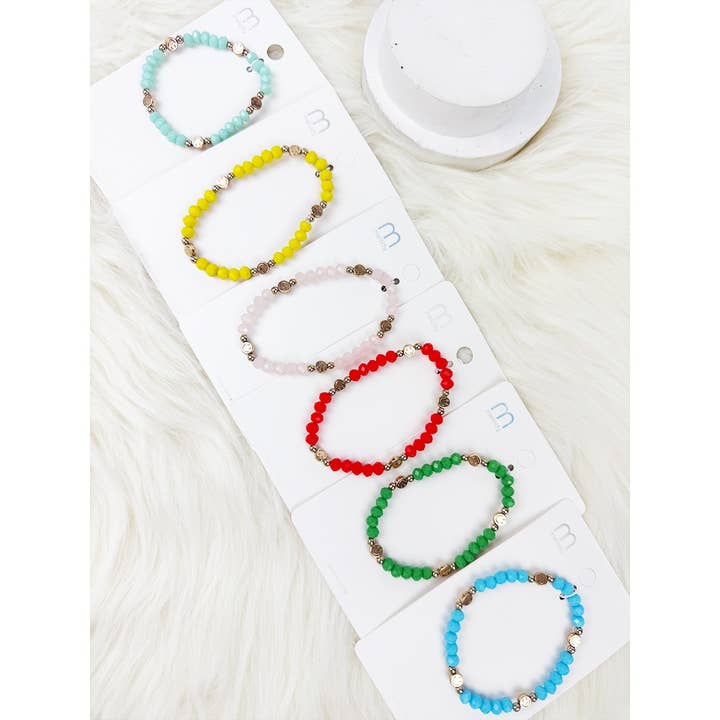 MIX COLOR Cute Smiley Charm Coloful Bead Bracelet for wholesale on Faire4