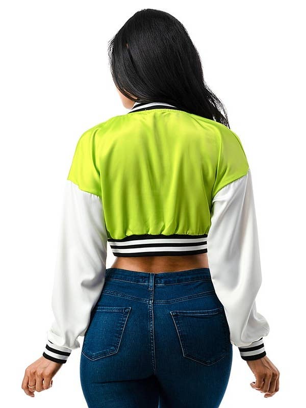 Boswell - Wholesale Varsity/Baseball Jacket - Women's - Satin Cropped Long Sleeve Varsity Jacket5